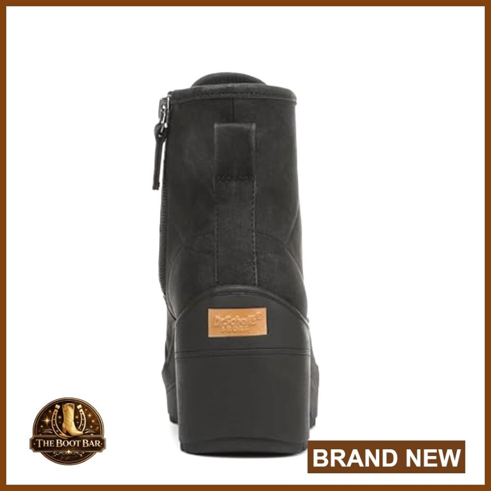 Platform Ankle Boots with Arch Support, Faux Leather, Lace-Up - Picture 3 of 7